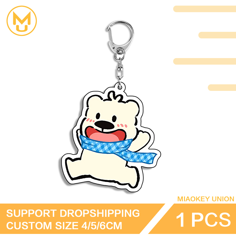 Resin Art Design Keychain - キュートランベア目を引くエッジの効いた独占的なデザイン両面アクリルキーホルダーアート絶妙なバックパック装飾コレクション