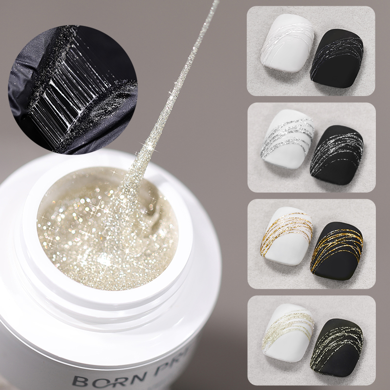 Resin Art Price - BORN PRETTY 5ml キラキラシルバースパイダーネイルジェルポリッシュ ブラックホワイトワイヤーペイントUVジェルネイル用品 ベルニスネイルアートヴァーニッシュ