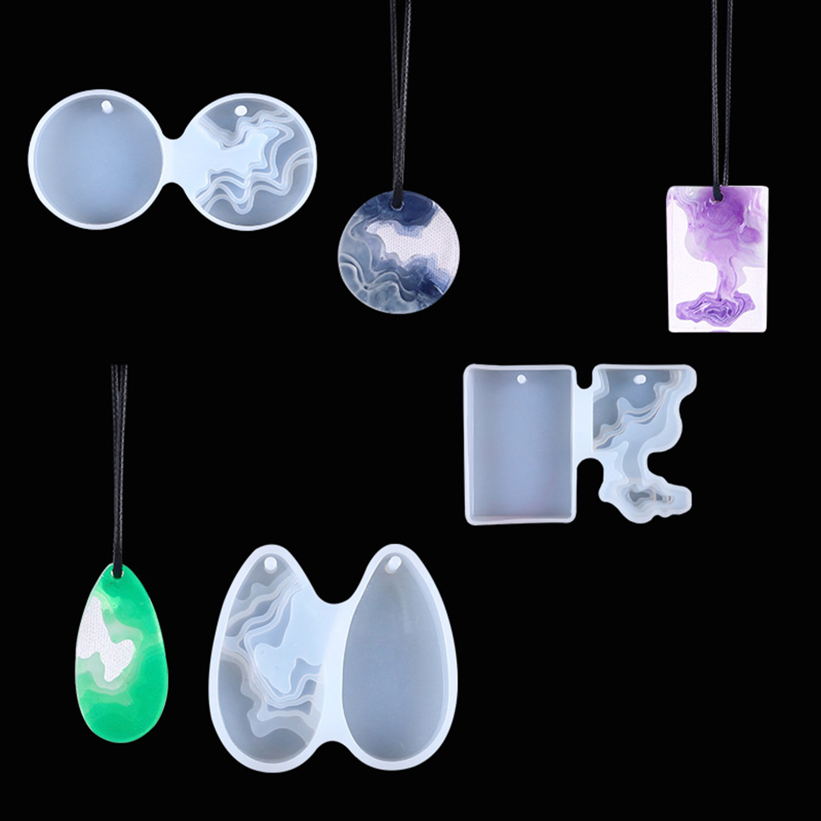 Resin Art Geode - 3 個 DIY クリスタルモールドセットラウンド柔軟なシリコンモールド樹脂ジオードアートジュエリー作成クラフト用品用
