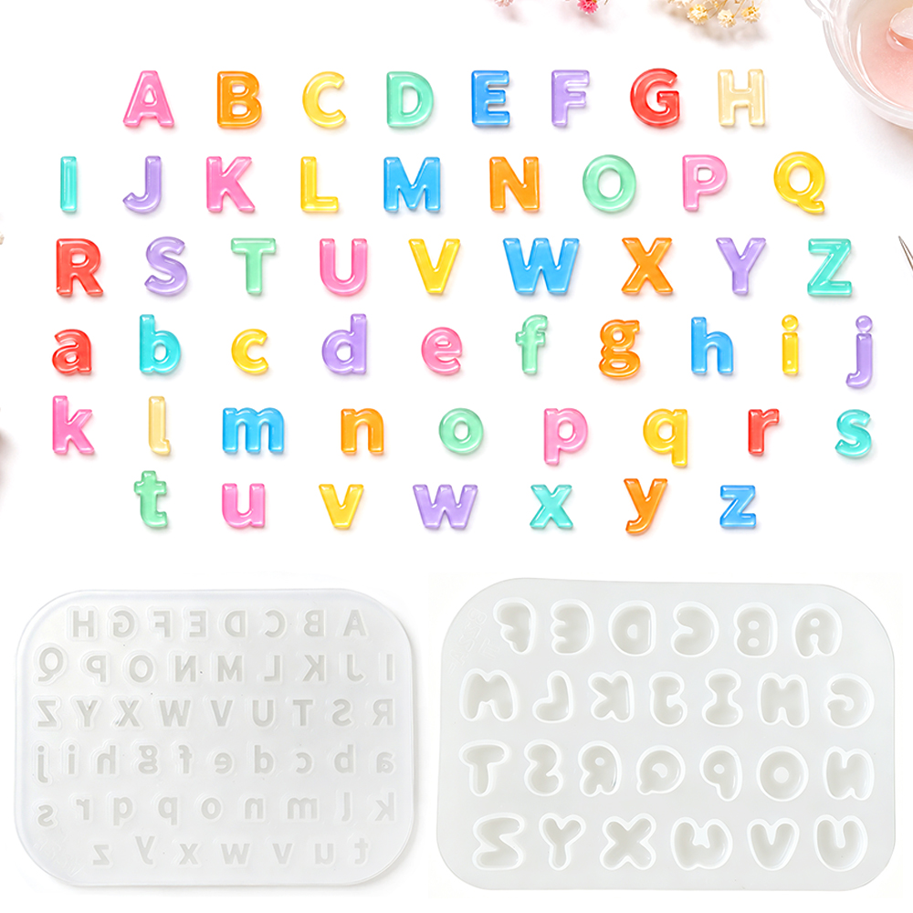 Resin Art Letters - S0321ミニサイズシリコンモールド DIYクリスタルエポキシ樹脂 大文字小文字文字ジュエリー製作 アルファベットモールド