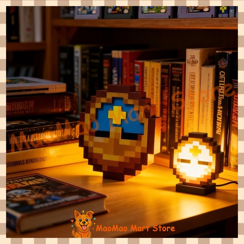 Resin Art Clock - シックなレトロピクセルアートスタイルの日月時計、アップグレードされた24時間/12時間表示、ゲーム周辺機器、ブロックフィギュアをテーマにした壁掛けルームデコレーション