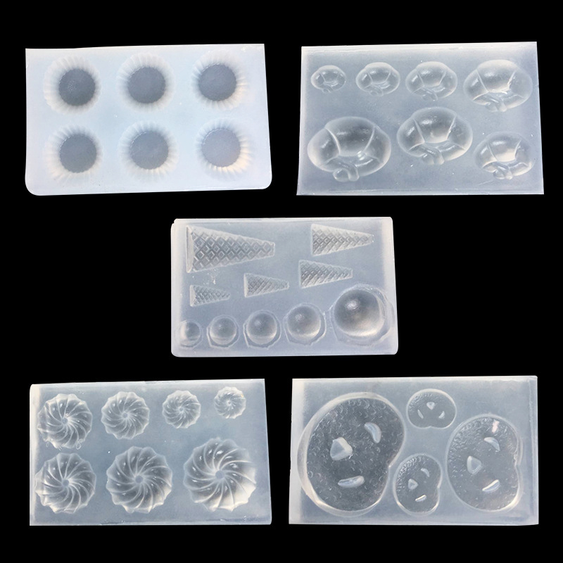 Resin Art Clay - ミニクッキー、クロワッサン、エッグタルト用シリコンモールド DIY用 ポリマークレイ 食品玩具 エポキシ樹脂 ネイルアートアクセサリー製作ツール