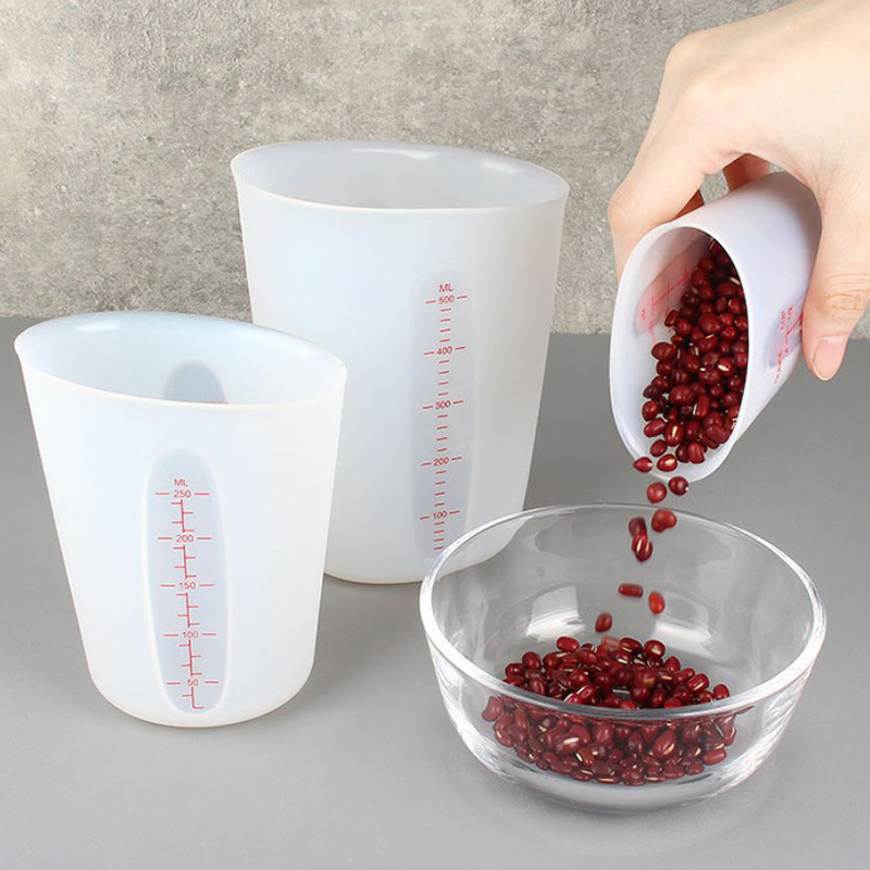 Resin Mixing Cup - スケール付きシリコン計量カップ、DIY石膏、エポキシ樹脂接着剤、ミキシングカップ、ジュエリー作成ツール、125 ml、250 ml、500ml
