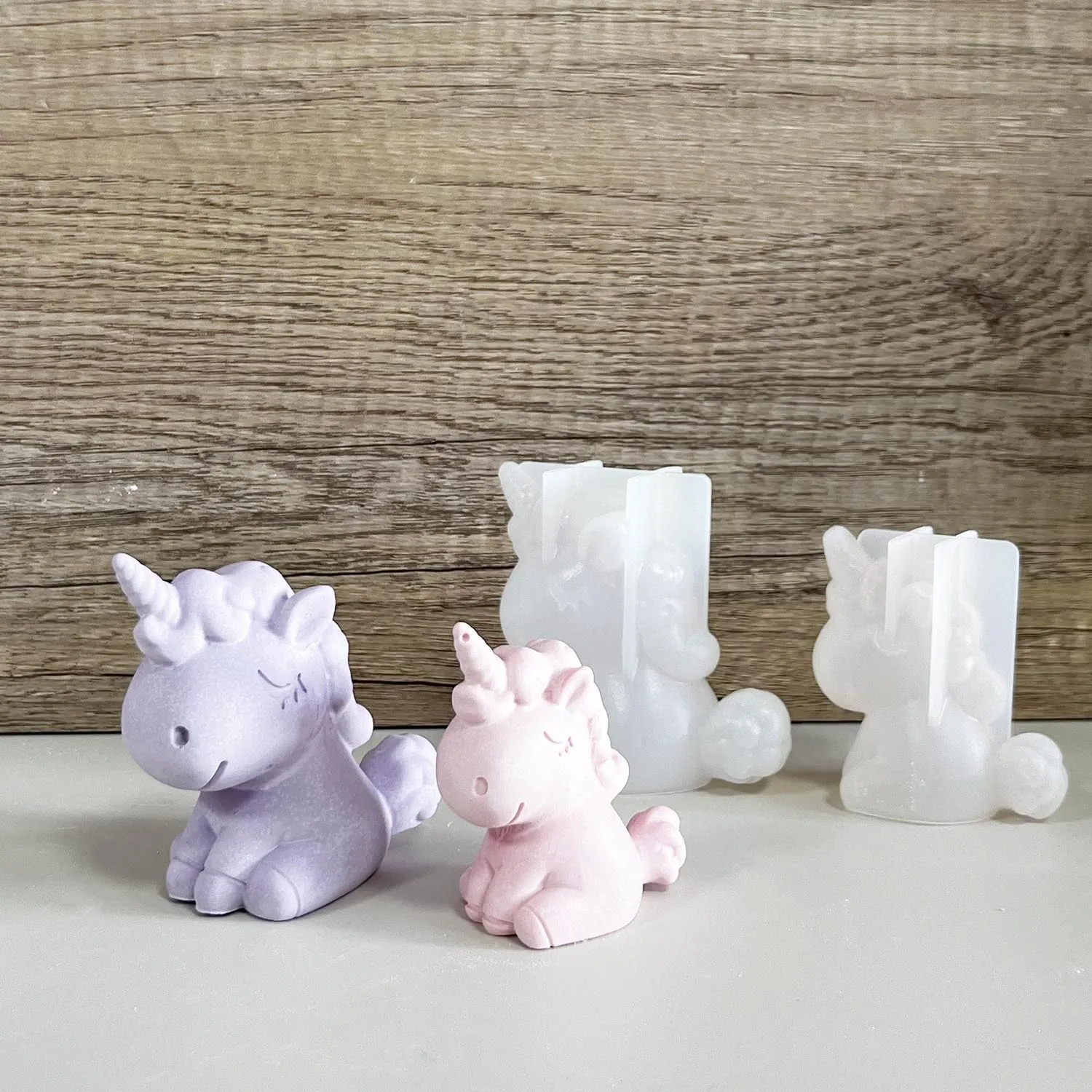 Resin Art Clay - 3D 幾何学的なシリコーンユニコーン猫鹿クマ型ソープキャンドルメイク粘土石膏樹脂クラフトモールドケーキ装飾ベーキングツール