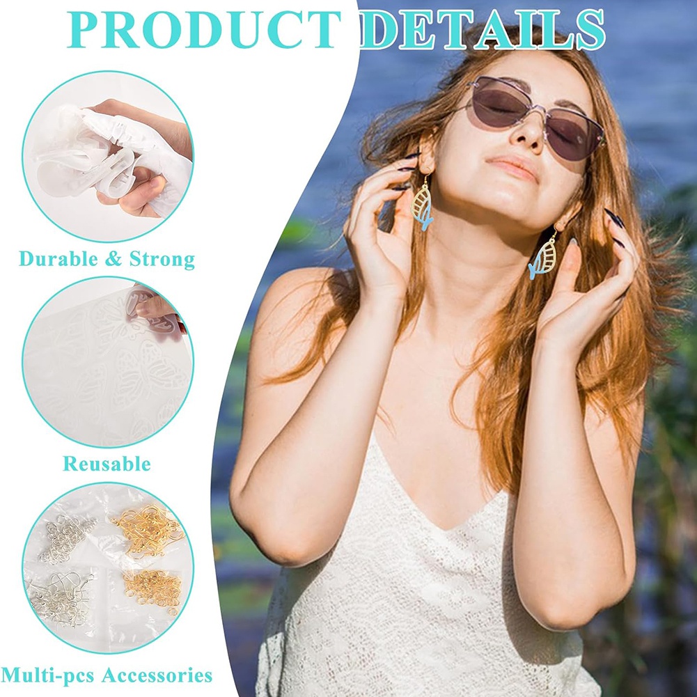 Resin Art Earrings Kit - A78I 143個入り レジンイヤリングモールドキット シリコンレジンモールド ジュエリー用レジンモールド、DIYアートクラフト用