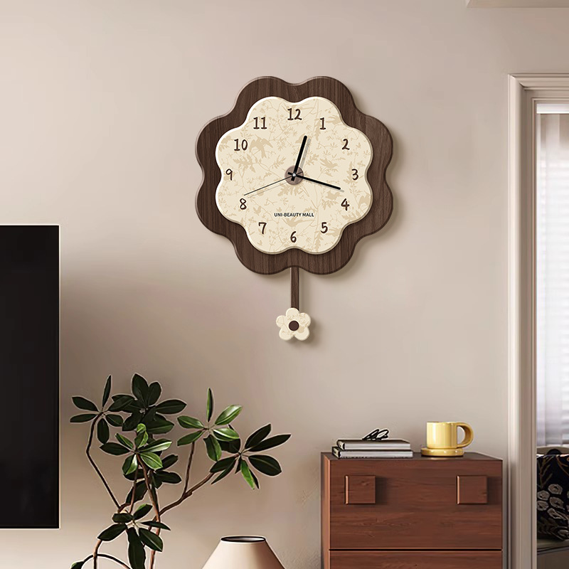 Resin Art Clock - 中国風のクリエイティブアート壁掛け時計、レトロで高級感のある家の壁掛け時計は左右に揺れる、家の装飾