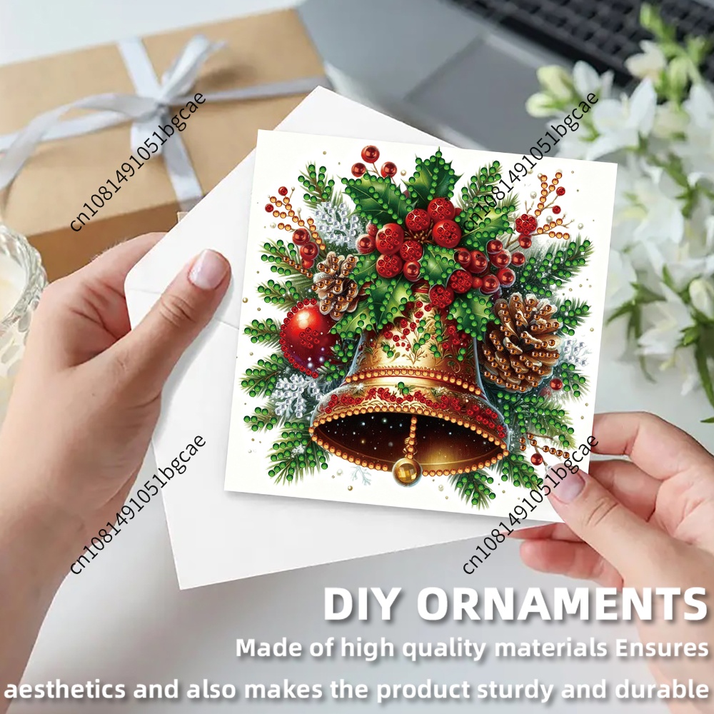 Xmas Resin Art - クリスマス柄DIYダイヤモンドペインティンググリーティングカード6枚セット（封筒付き） - フェスティバルやお祝いのためのダイヤモンドアートグリーティングカード