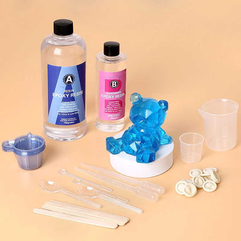 Resin Mixing Cup - エポキシ樹脂キット クリスタルクリア 簡単混合 AB樹脂 スティック、目盛り付きカップ、手袋付き ジュエリー製作