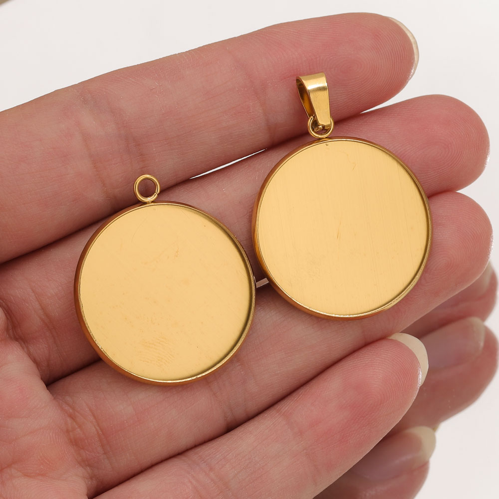 Resin Art Jewelry Kit - 10 個ステンレス鋼ゴールドペンダント樹脂トレイベース DIY カボションカメオベース設定ブランクペンダントベゼルジュエリーメイキング所見