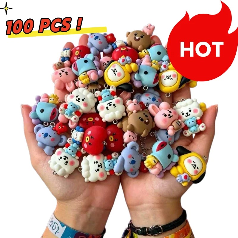 Resin Art Jewelry Kit - 7 個 BT21 樹脂漫画チャーム DIY アクセサリークラフト用品ジュエリー作成用イヤリングネックレスブレスレットペンダント電話デコ