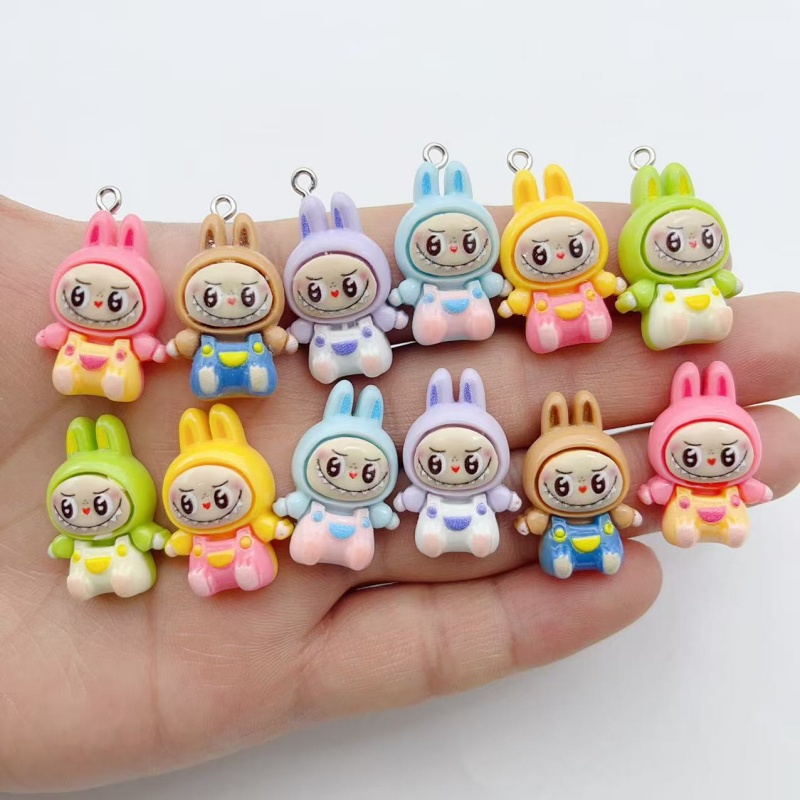 Resin Art Jewelry Kit - 10 個かわいいウサギイチゴハウス樹脂チャーム素敵な漫画の動物ペンダントイヤリングキーホルダー DIY ジュエリーメイク用