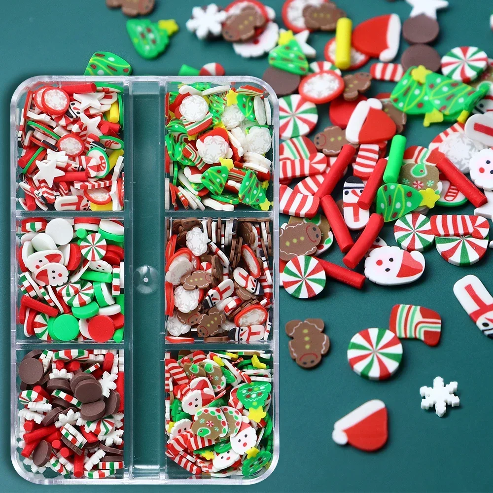 Resin Art Clay - クリスマスのポリマークレイ,エポキシ樹脂の充填,かわいい雪のフレークのランジェリーパン,休日の素材,DIY工芸品,マニキュア用品