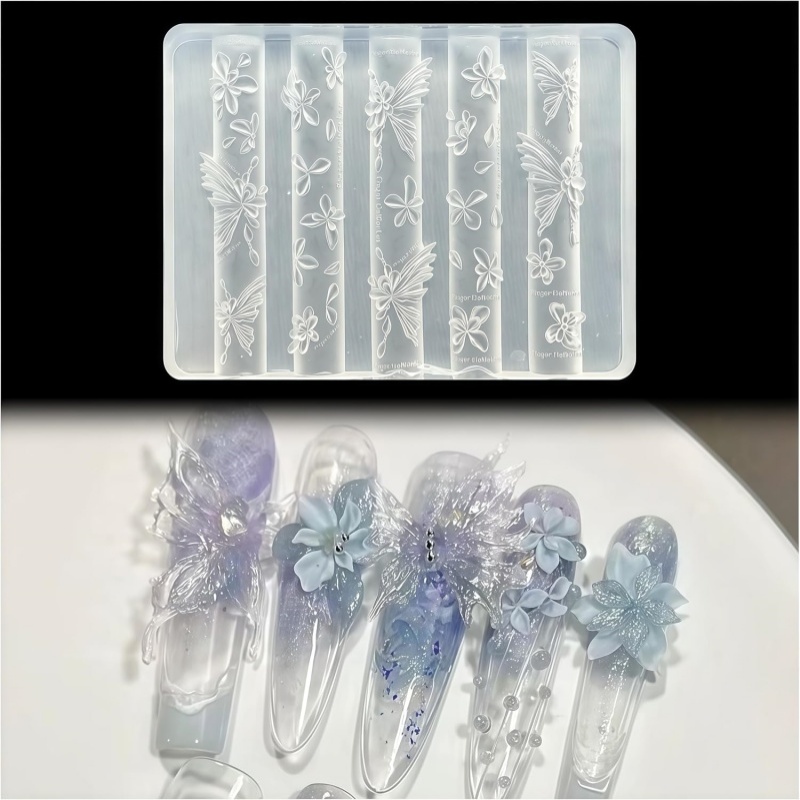 Resin Art Templates Free - 3D蝶の花ジェルネイルアートモールド、アートレジン花びらモールド、アクセサリー用品、花シリコンツール、優雅なネイルスタイル