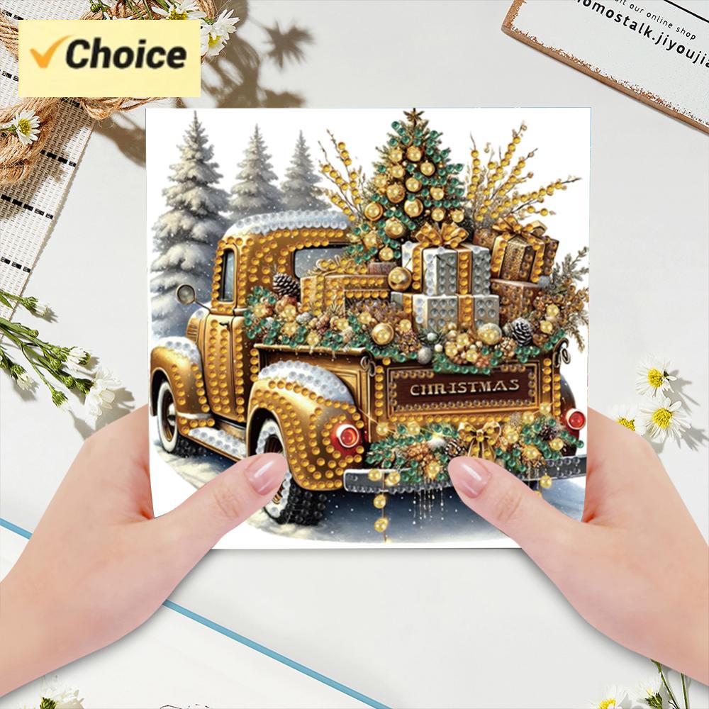 Xmas Resin Art - 6 個 DIY ダイヤモンドペインティンググリーティングカードセット クリスマスデザイン ラインストーンダイヤモンドアートモザイクポストカード