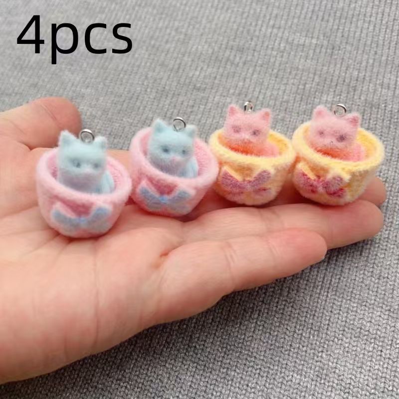 4個入り3Dぬいぐるみ樹脂製猫ペンダント、DIYジュエリー製 - Resin Art Jewelry Kit のレビューと価格