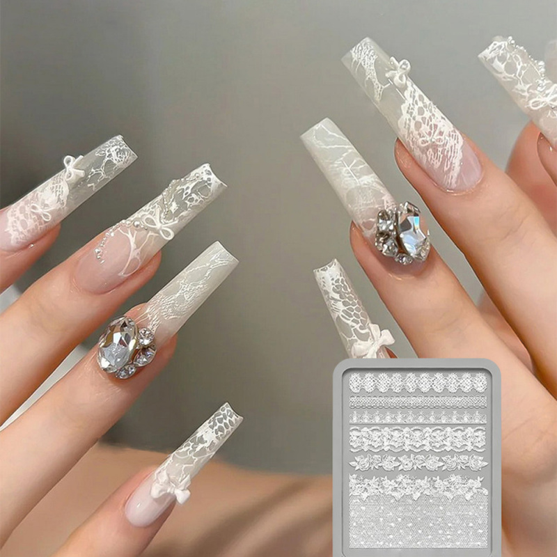 1pc レース 3D シリコーンネイルモールドシリコーンロー - Resin Art Templates Free のレビューと価格