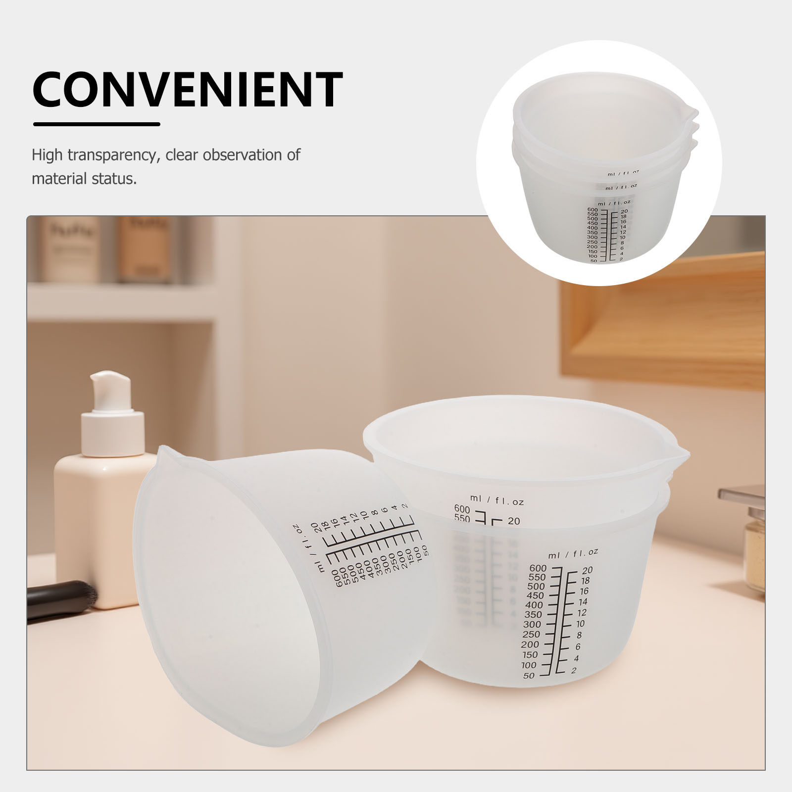 3個セット シリコン製レジン注型カップ 600ml ノンステ - Resin Mixing Cup のレビューと価格