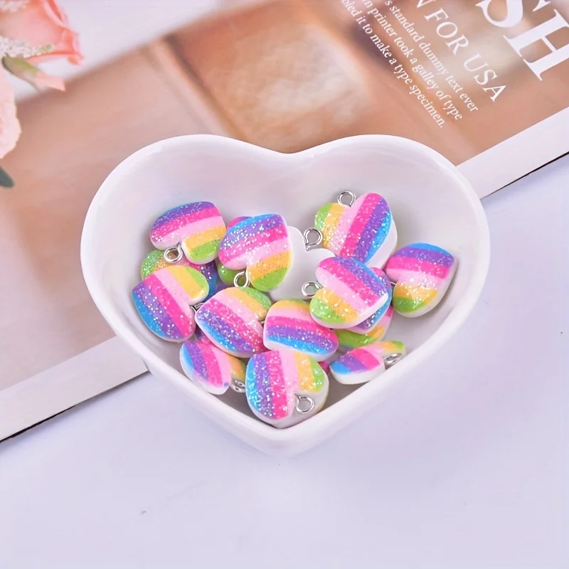 10 個のカラフルなハート樹脂チャームかわいい混合色のラブハ - Resin Art Jewelry Kit のレビューと価格