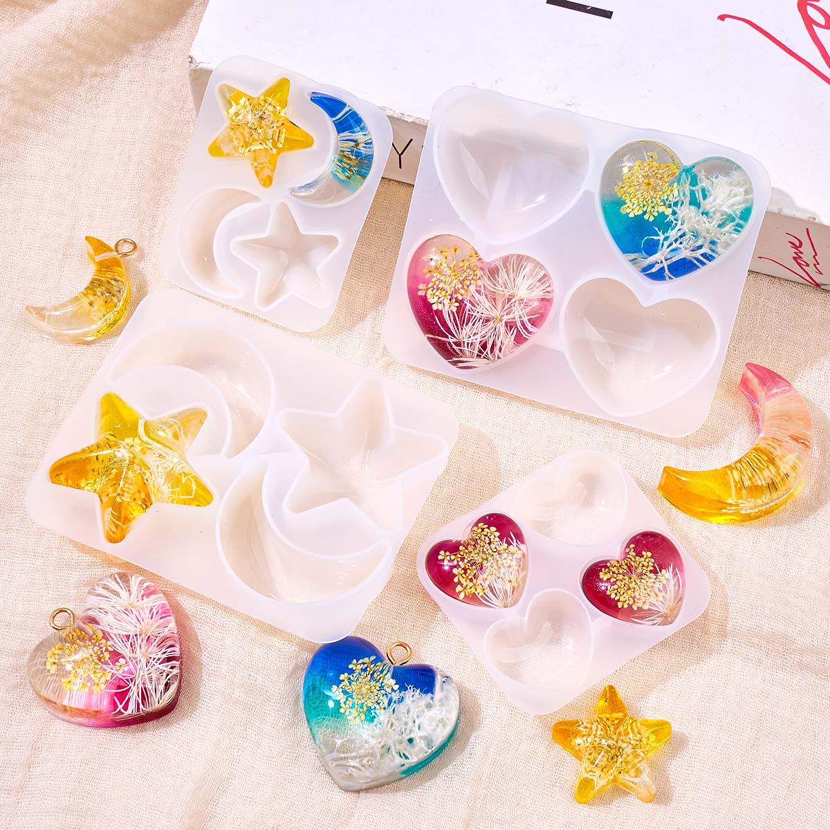 ハートスタームーンペンダントシリコンモールド DIY エポキ - Resin Art Letters のレビューと価格
