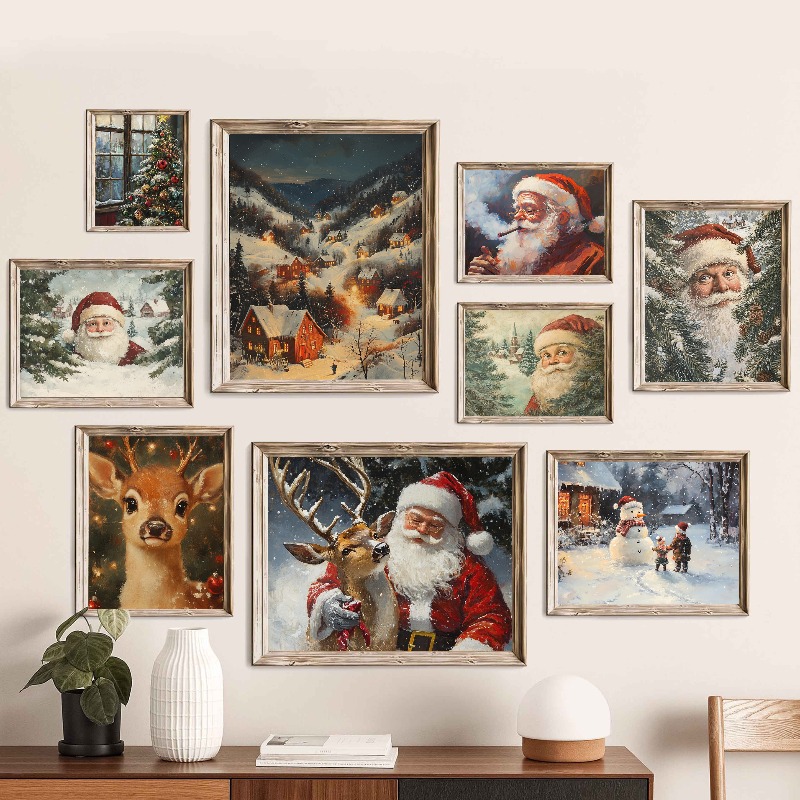 ヴィンテージクリスマスウォールアートプリント、サンタクロース - Xmas Resin Art のレビューと価格