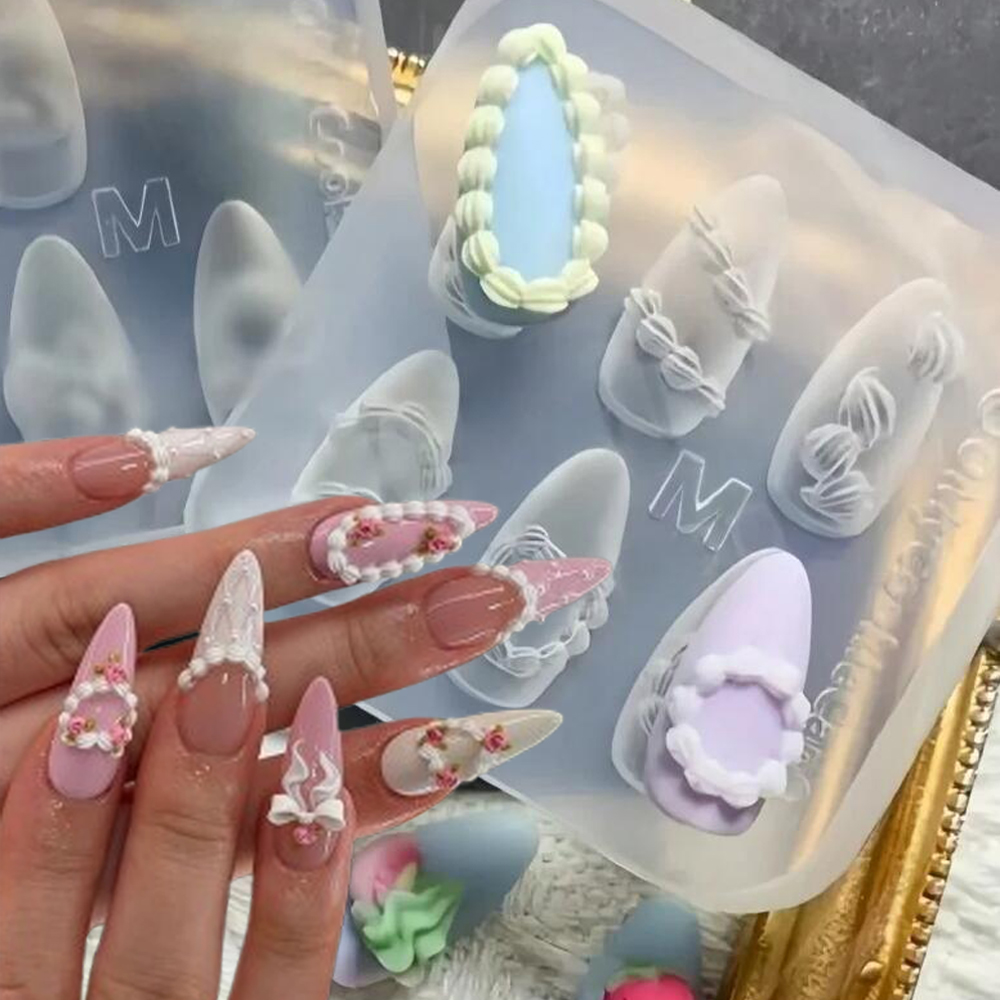 1個 3D フレンチクリームネイルアート シリコンモールド  - Resin Art Templates Free のレビューと価格