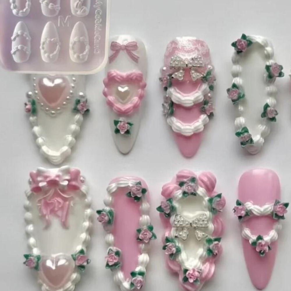 1個 3D フレンチクリームネイルアート シリコンモールド  - Resin Art Templates Free のレビューと価格