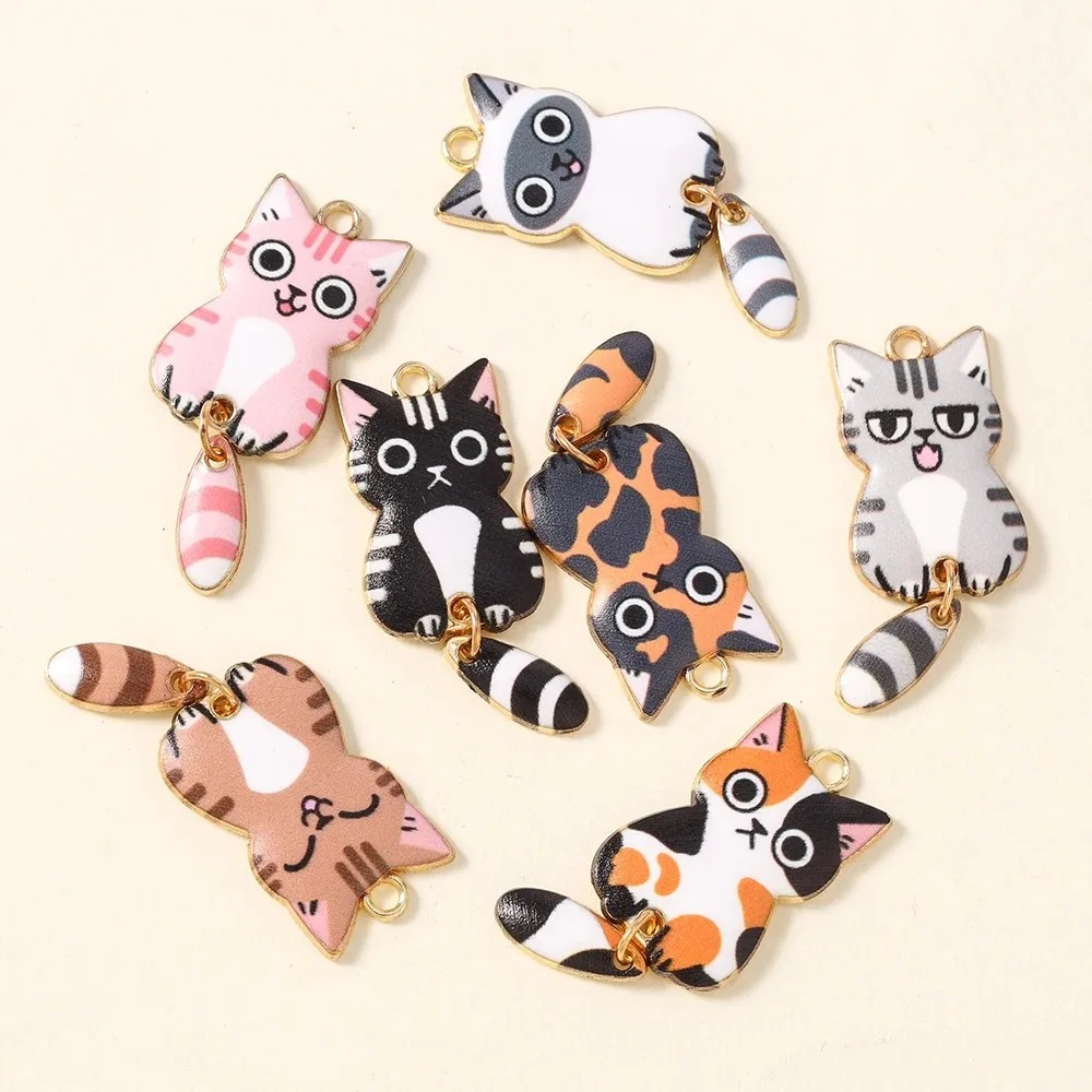 10 個 16 × 39 ミリメートルかわいい漫画猫樹脂チャ - Resin Art Jewelry Kit のレビューと価格