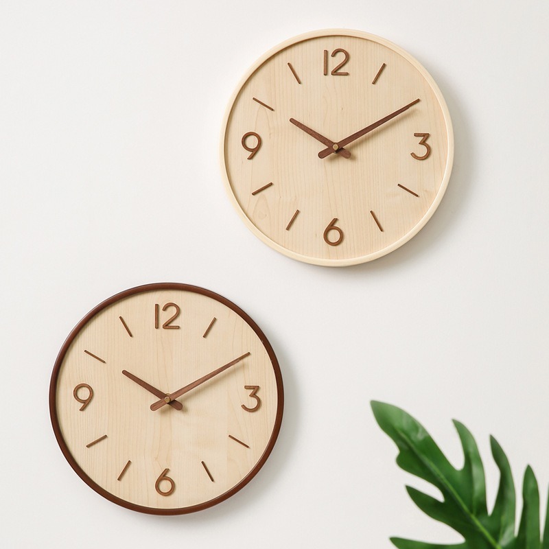 現代の木製サイレントアート壁時計シンプルな木目寝室時計高級多 - Resin Art Clock のレビューと価格