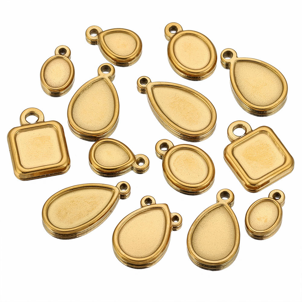 5個入り ステンレス製 スクエアドロップ ラウンドオーバル  - Resin Art Jewelry Kit のレビューと価格