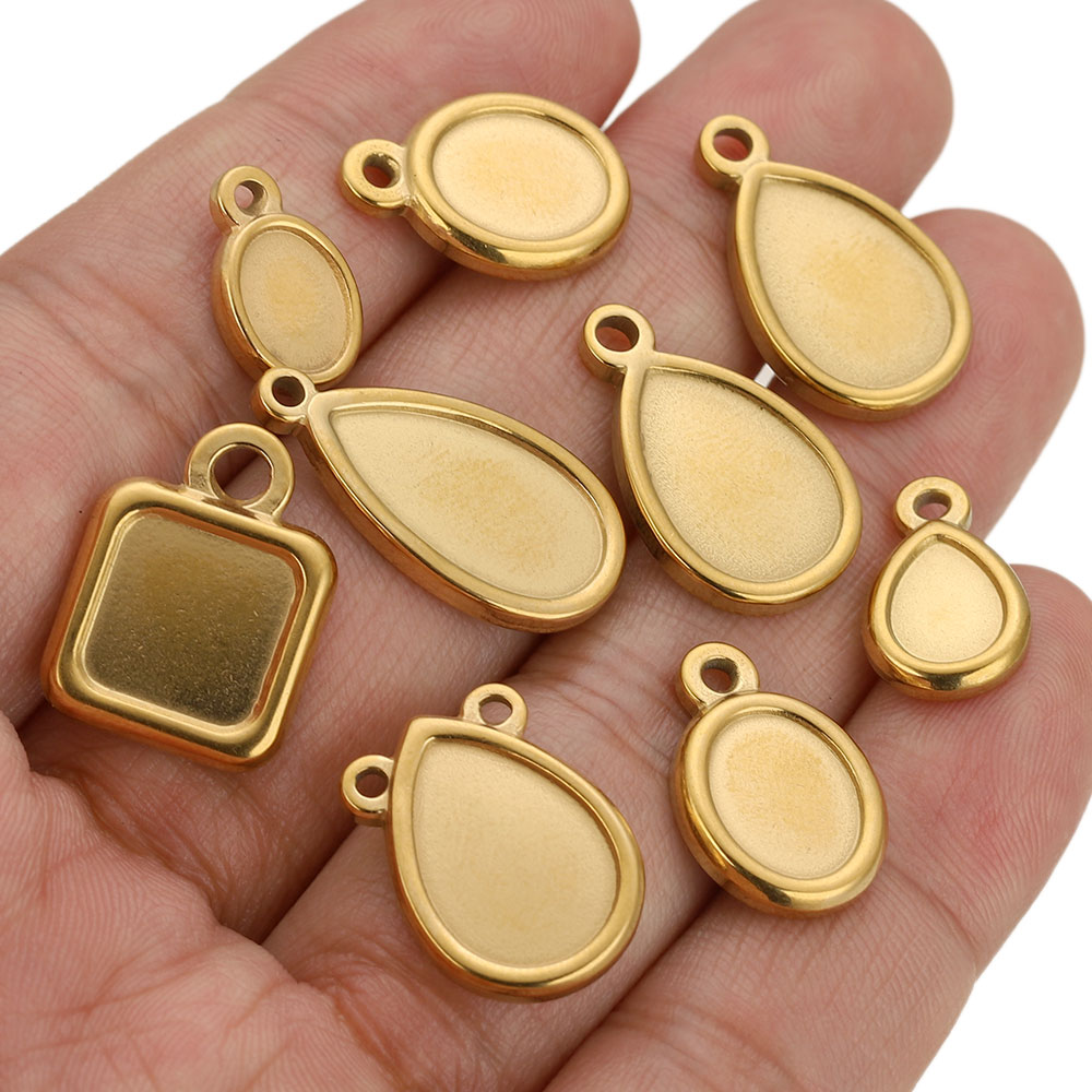 5個入り ステンレス製 スクエアドロップ ラウンドオーバル  - Resin Art Jewelry Kit のレビューと価格