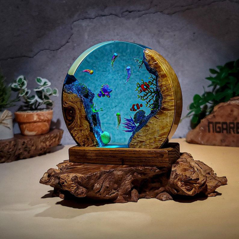 海洋水族館生物樹脂テーブルライトクリエイティブアート装飾熱帯 - Resin Art Baby のレビューと価格
