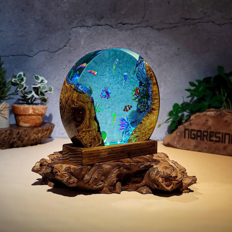 海洋水族館生物樹脂テーブルライトクリエイティブアート装飾熱帯 - Resin Art Baby のレビューと価格