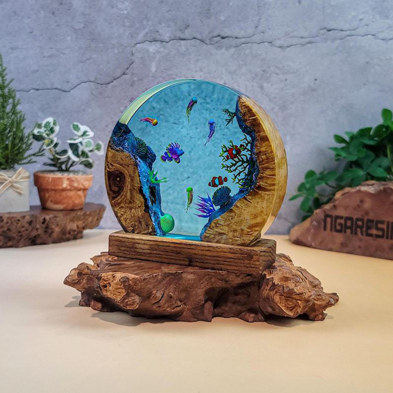 海洋水族館生物樹脂テーブルライトクリエイティブアート装飾熱帯 - Resin Art Baby のレビューと価格
