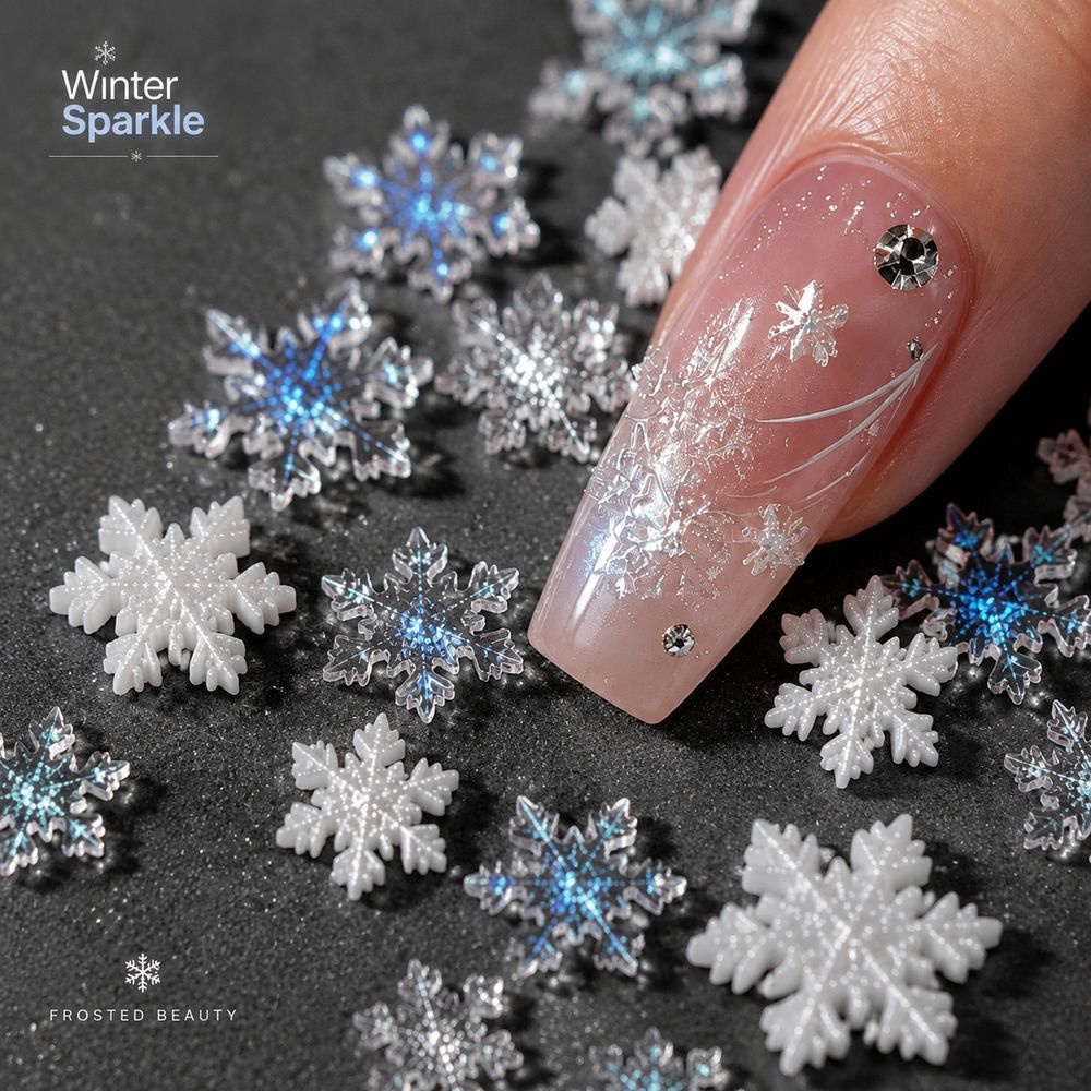 50個入り ホリデー用マルチサイズ樹脂製雪の結晶ネイルチャー - Xmas Resin Art のレビューと価格