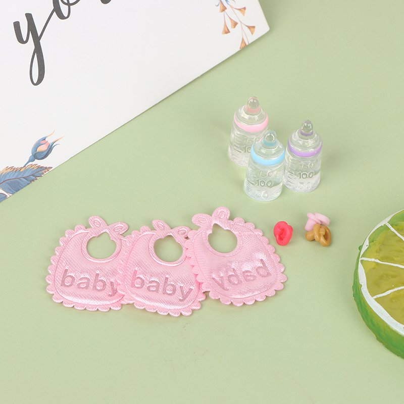 ミニチュア哺乳瓶とおしゃぶりよだれかけセット,ドールハウス, - Resin Art Baby のレビューと価格