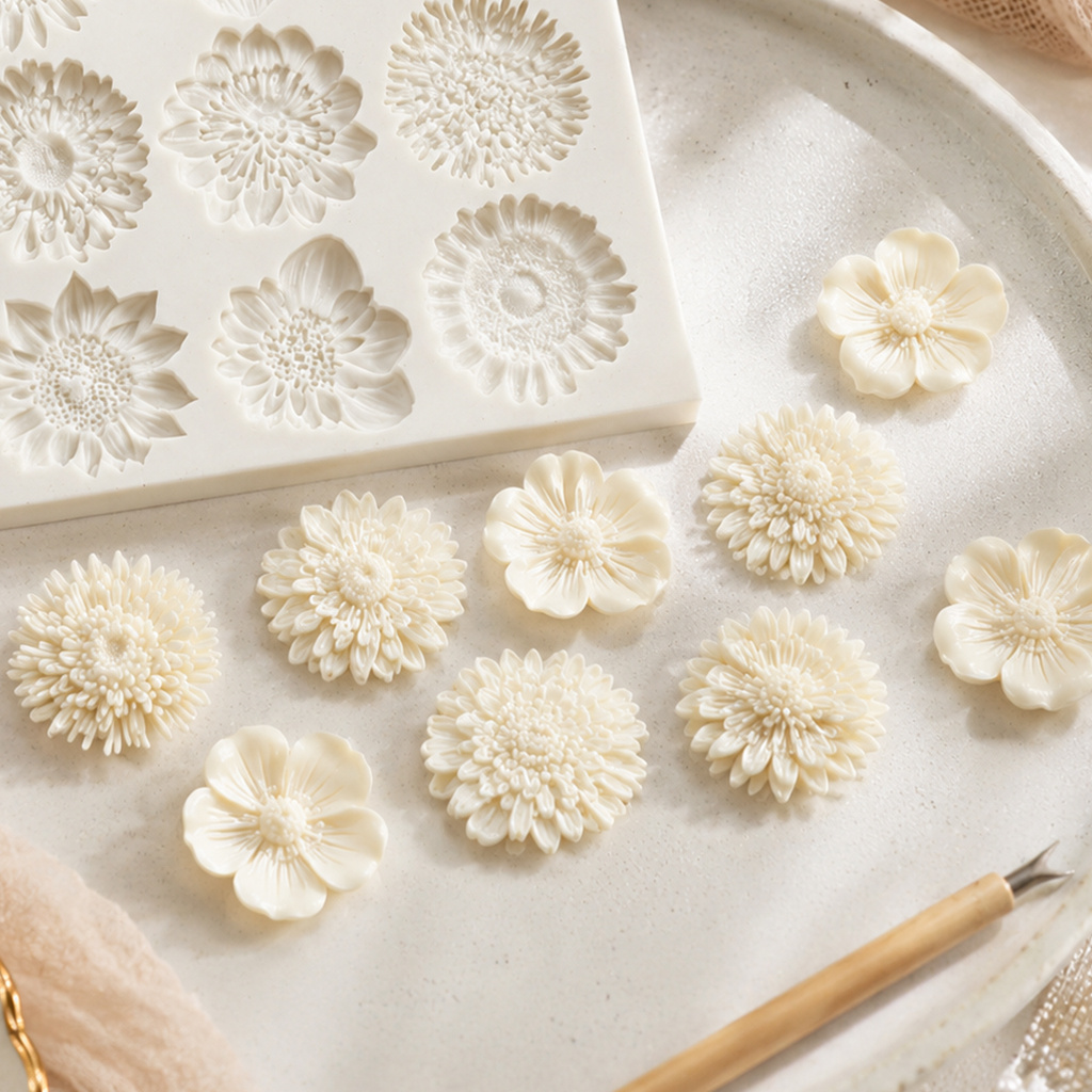 花のシリコンモールドセット、樹脂ワックスジュエリー粘土石膏用 - Resin Art Clay のレビューと価格