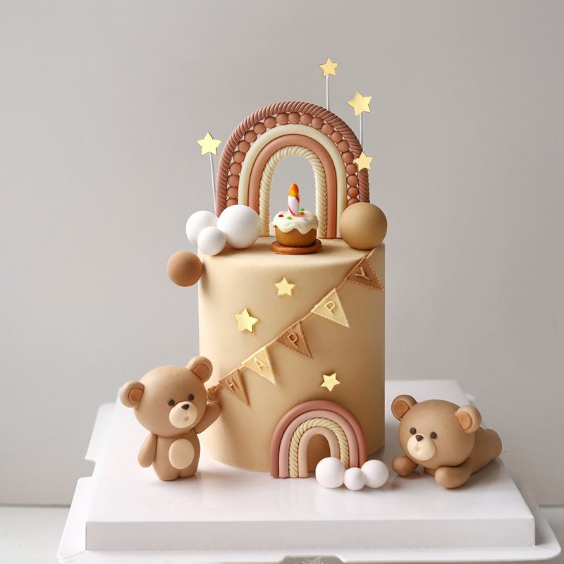 柔らかい粘土製のかわいいクマのケーキトッパー 男の子 女の子 - Resin Art Clay のレビューと価格