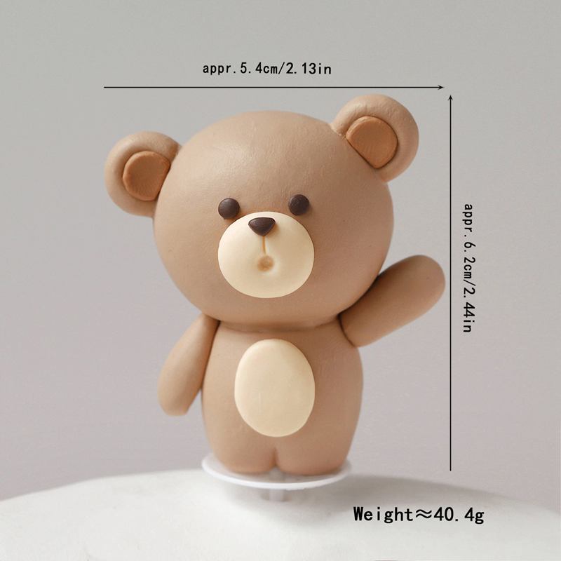 柔らかい粘土製のかわいいクマのケーキトッパー 男の子 女の子 - Resin Art Clay のレビューと価格