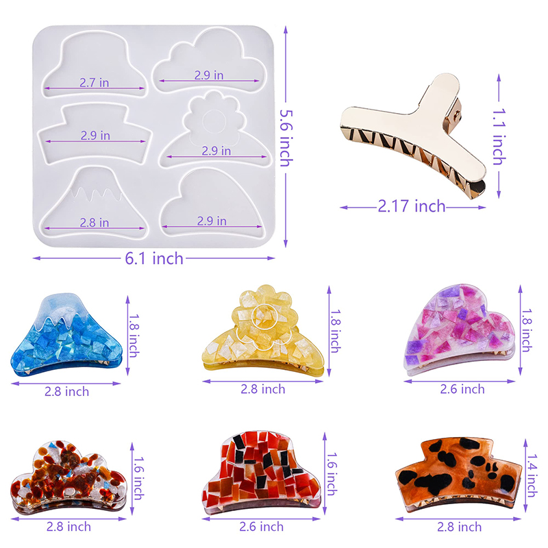 ヘアクロークリップ,シリコンモールド,幾何学的形状,エポキシ - Resin Art Letters のレビューと価格