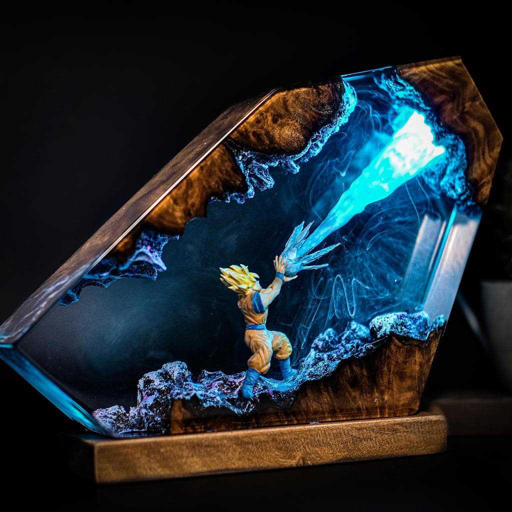 悟空カメハメハエポキシ樹脂LEDナイトライト、ドラゴンボール - Resin Art Goku のレビューと価格