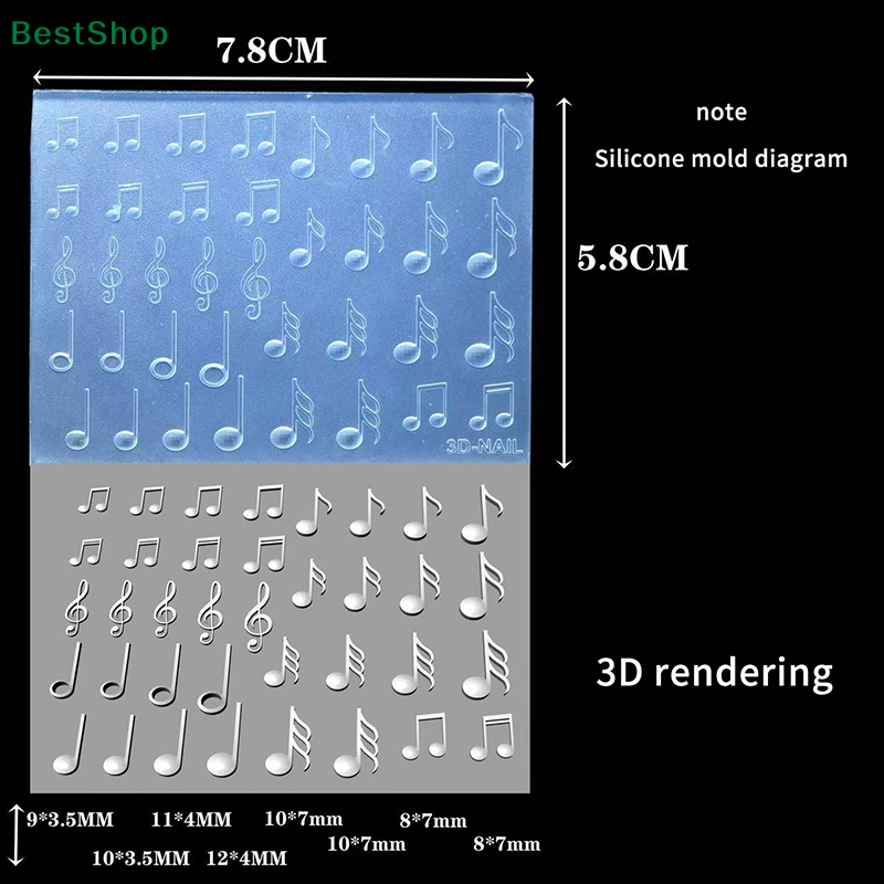 ☆ ☆ ☆ 手紙音符番号ネイルアート装飾 3D シリコーンマ - Resin Art Templates Free のレビューと価格
