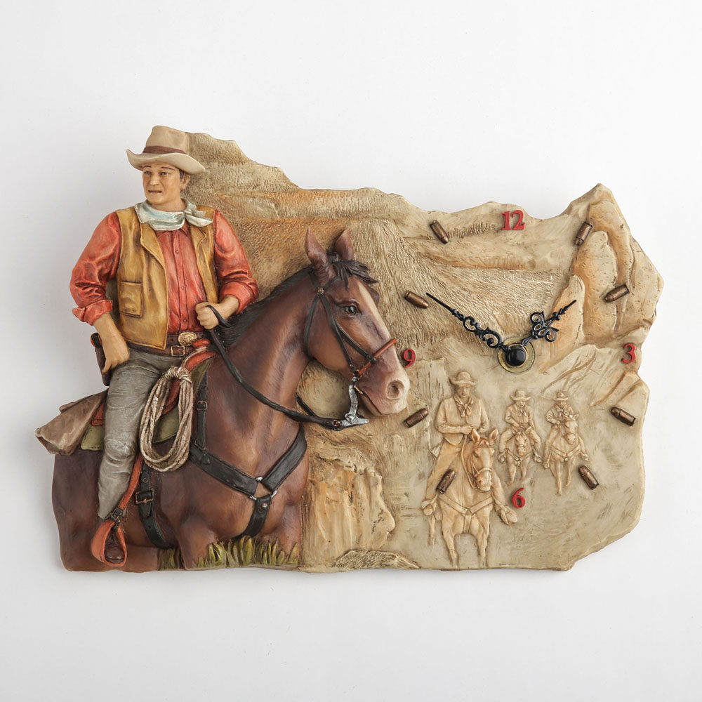 ヴィンテージ風ウェスタンカウボーイ馬レリーフ壁掛け時計 アメ - Resin Art Clock のレビューと価格