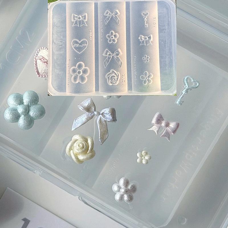 携帯用再利用可能シリコンネイルモールド 3D格子柄リボンフラ - Resin Art Templates Free のレビューと価格