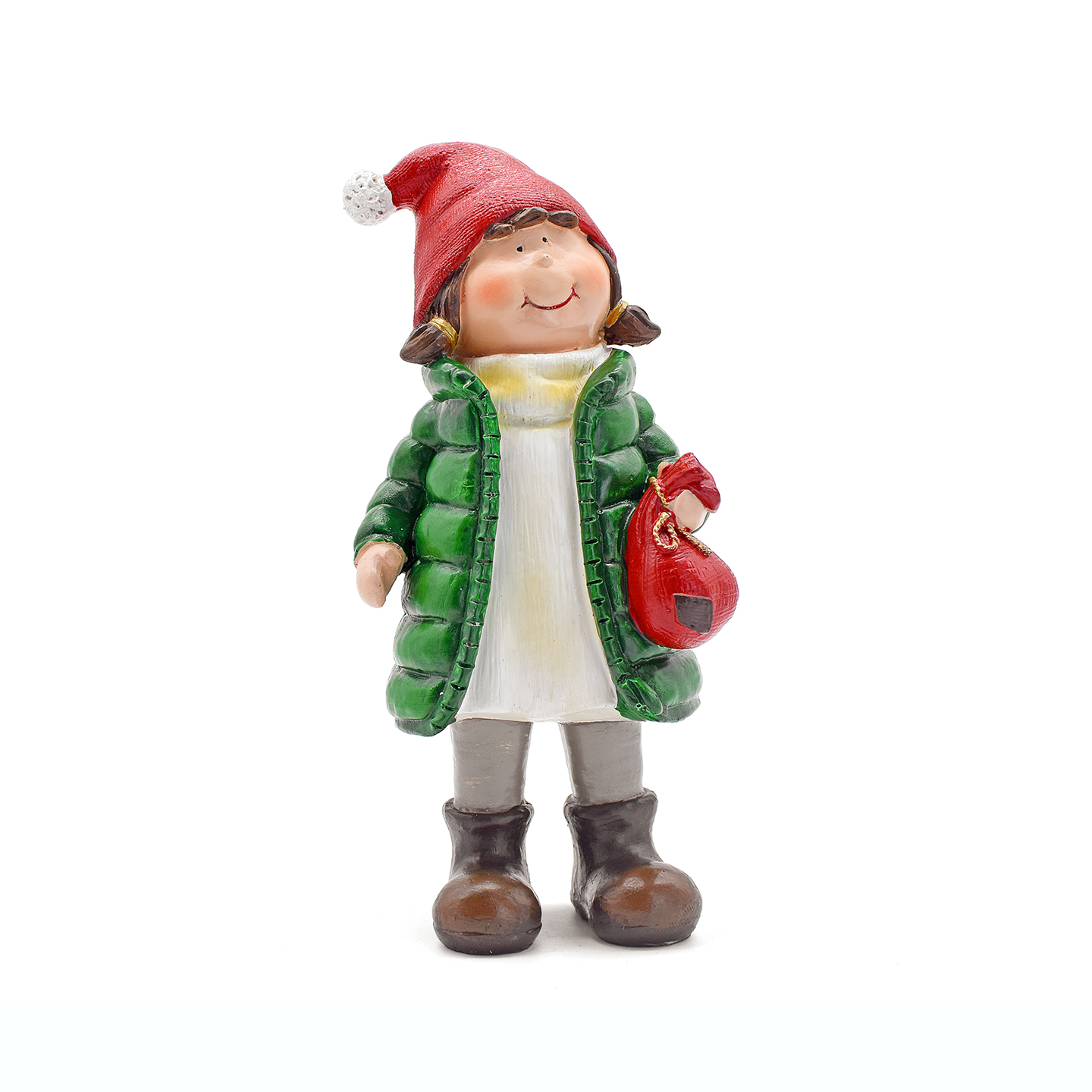 クリスマスの男の子と女の子のフィギュア2個セット、樹脂製冬の - Xmas Resin Art のレビューと価格