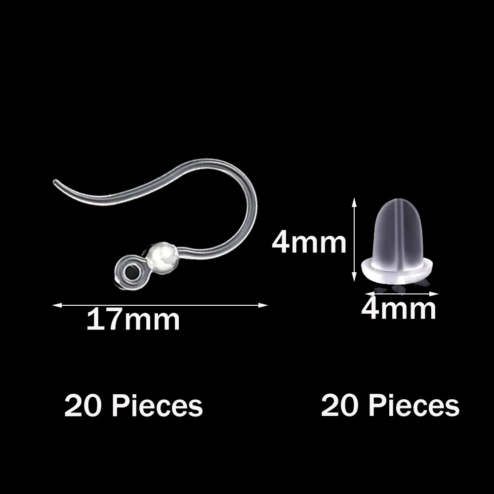 40個の透明なプラスチック製イヤリングフック、ループ付きイヤ - Resin Art Jewelry Kit のレビューと価格