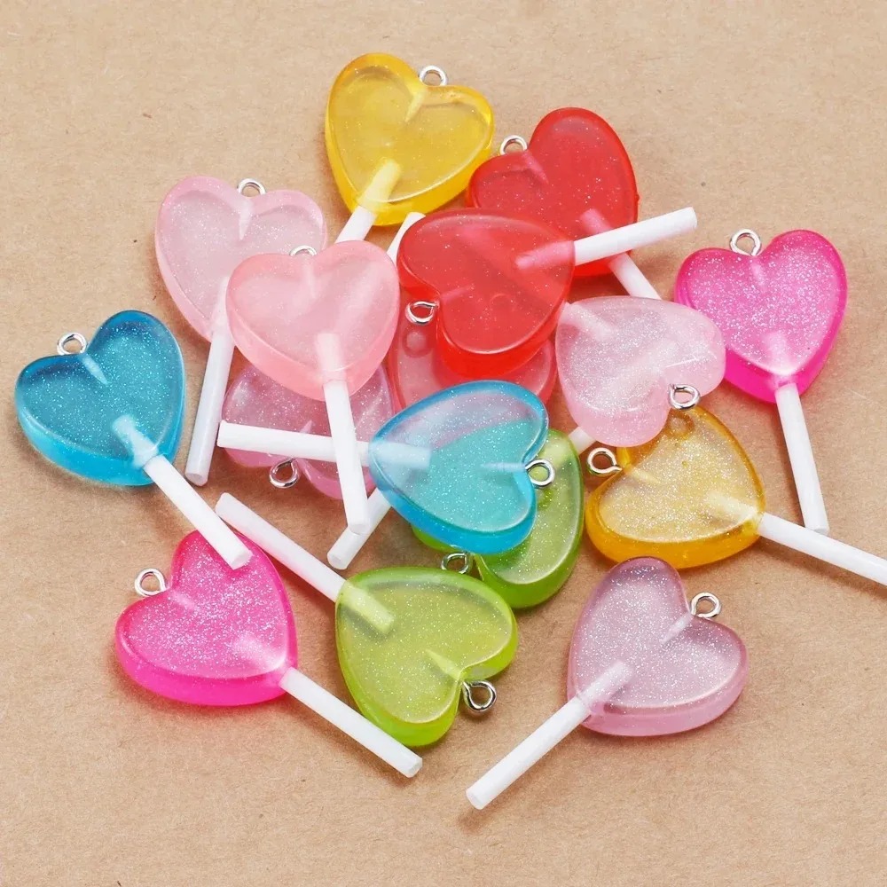 10個入り カワイイキラキラハートロリポップ レジンチャーム - Resin Art Jewelry Kit のレビューと価格