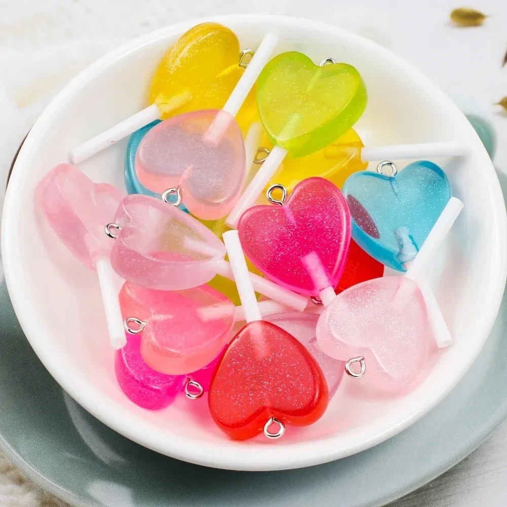 10個入り カワイイキラキラハートロリポップ レジンチャーム - Resin Art Jewelry Kit のレビューと価格