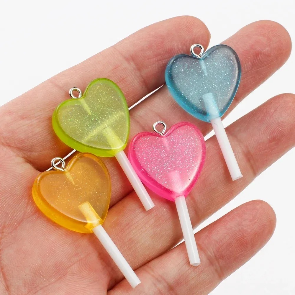 10個入り カワイイキラキラハートロリポップ レジンチャーム - Resin Art Jewelry Kit のレビューと価格