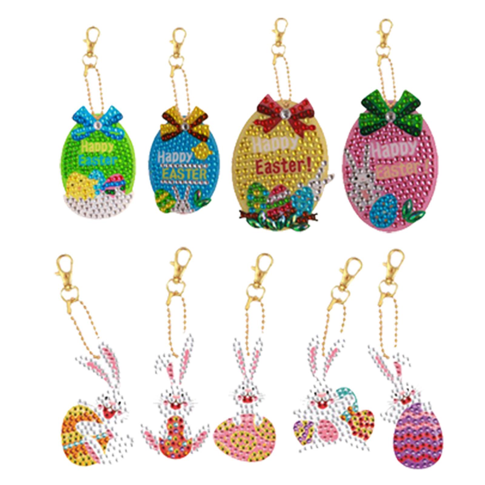 DIYダイヤモンドペインティングキーホルダー イースターバニ - Resin Art Design Keychain のレビューと価格