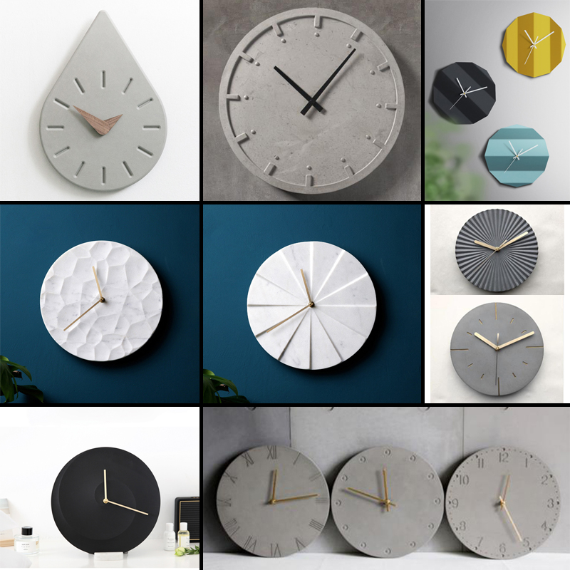 丸型コンクリート壁時計,居間,寝室,六角形,セメント,石膏, - Resin Art Clock のレビューと価格